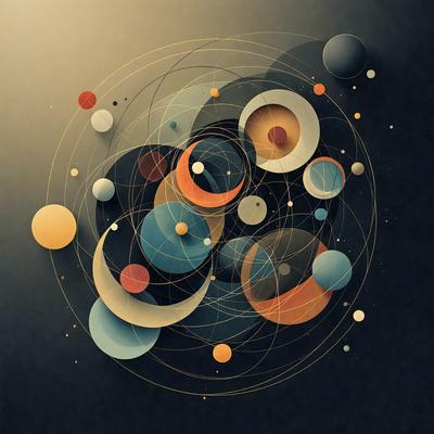 The primary subject of the image is a colorful and intricate illustration of various planets and celestial bodies. The setting is a dark background, which contrasts with the vibrant colors of the planets. The visual style is a combination of digital art and illustration, creating a unique and captivating scene. The colors and mood of the image are lively and dynamic, with the planets and celestial bodies being the main focus of the composition.